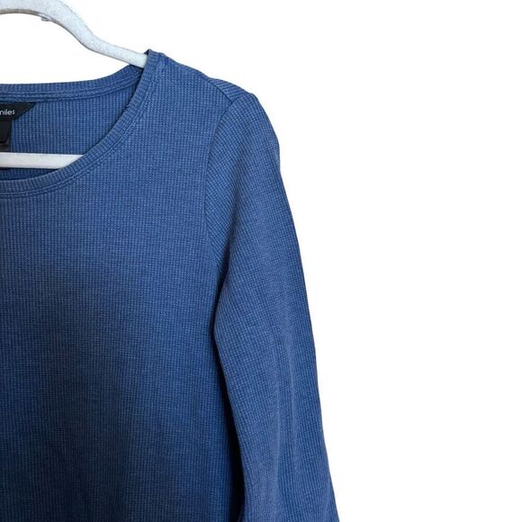 Ali Miles Tunic Top Womens Small Blue Waffle Knit Stretch Cotton Blend Blouse - Picture 3 of 9